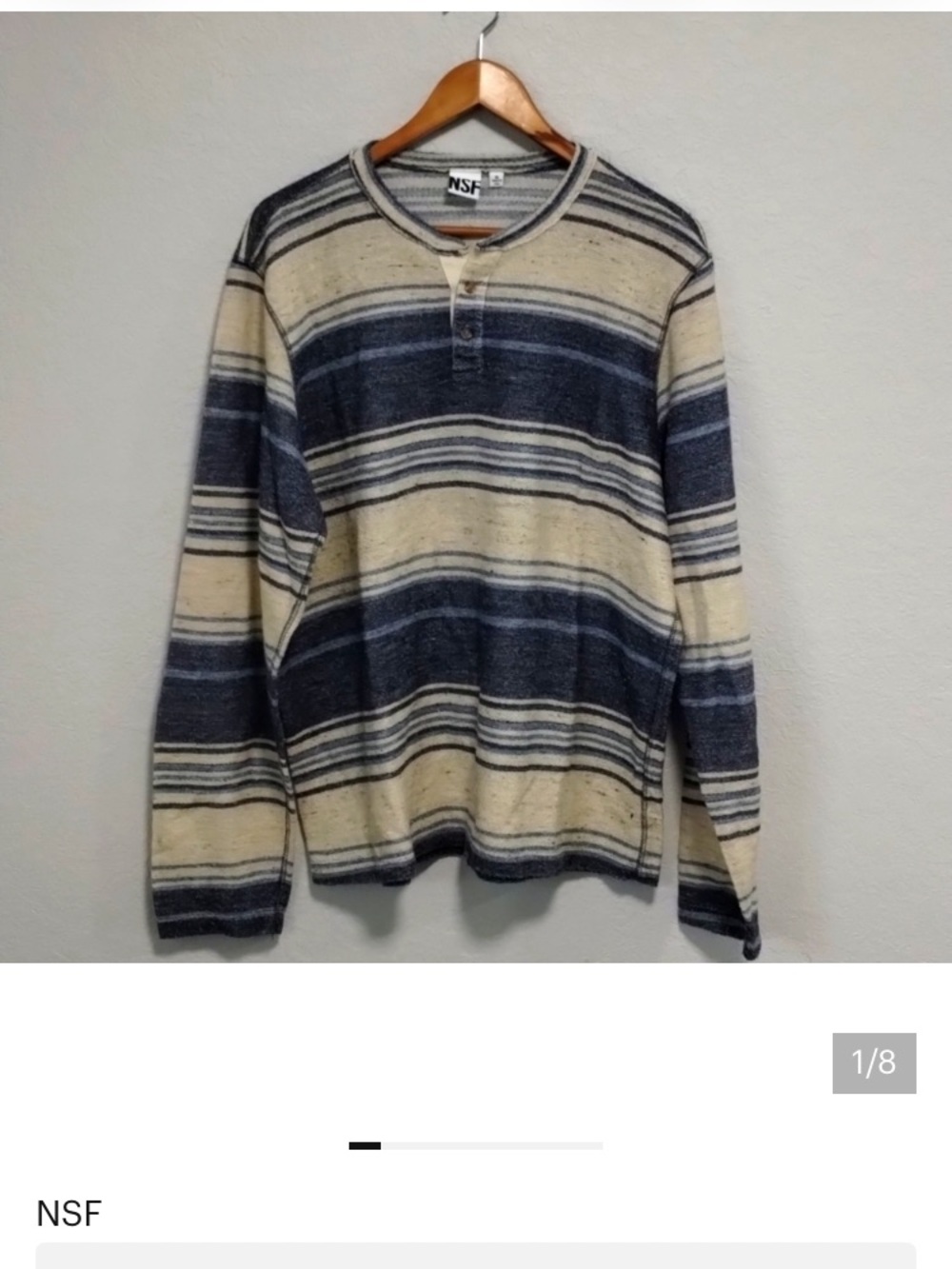 NSF Men's Striped Crewneck Sweater in Navy and Cream